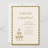 Gold Scallop Champagne Tower Doodle Wedding Shower Einladung (Vorderseite)