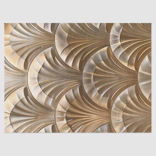 Gold Scallop Muster Art Deco Seidenpapier (Vorderseite)