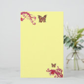 GOLD-SCHALTFLÄCHE, rosa, hellgelb Briefpapier (Stehend Vorderseite)