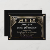 Gold schattierte Gatsby Art Deco Hochzeit Speicher Save The Date (Vorne/Hinten)