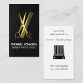Gold-Schere Comb | Ledertextur Visitenkarte (Vorne/Hinten)