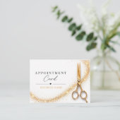 Gold Scheren Friseursalon Terminkarte (Stehend Vorderseite)