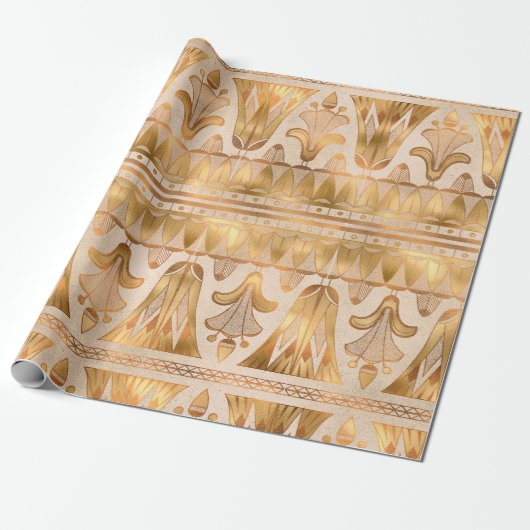 Gold Schimmer Art Deco Geschenkpapier (Ungerollt)