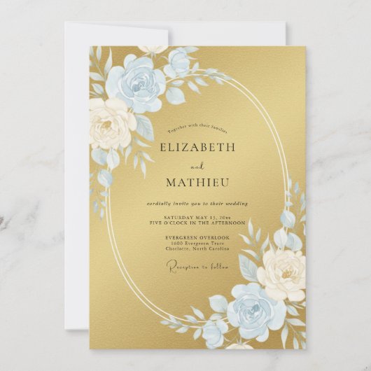 Gold Schimmernde Hochzeit Einladung (Vorderseite)