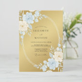 Gold Schimmernde Hochzeit Einladung (Stehend Vorderseite)
