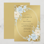 Gold Schimmernde Hochzeit Einladung (Vorne/Hinten)
