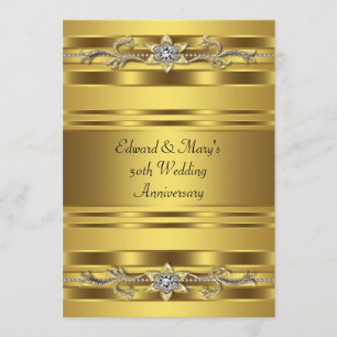 Gold Schmuck Elegantes Gold 50. Hochzeitstag Einladung