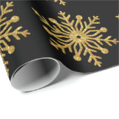 Gold-Schneeflocke-Schwarzes Geschenkpapier (Rolleneckpunkt)