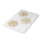 Gold-Schneeflocken auf Weiß Badematte (Schrägansicht)