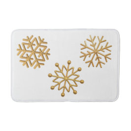 Gold-Schneeflocken auf Weiß Badematte