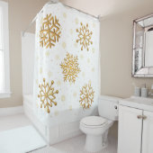 Gold-Schneeflocken auf Weiß Duschvorhang (Beispiel)