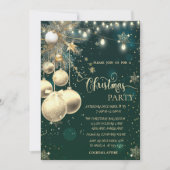 Gold Schneeflocken, Bälle, Branchendächte Weihnach Einladung (Vorderseite)
