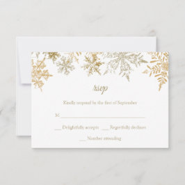 Gold Schneeflocken Eleganter Winter Hochzeit RSVP Karte