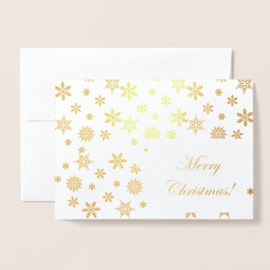 Gold Schneeflocken Frohe Weihnachten! Folienkarte (Vorderseite mit Umschlag)