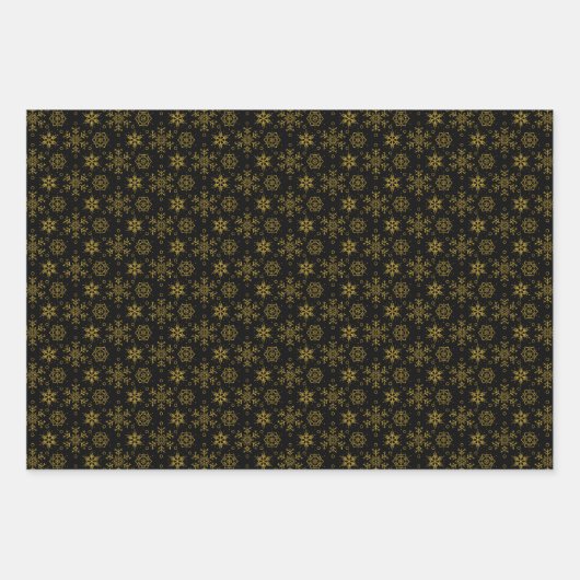 Gold-Schneeflocken-Muster Geschenkpapier Set (Vorderseite 2)