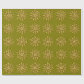 Gold-Schneeflocken-Olivgrüne Geschenkpapier (Flach)