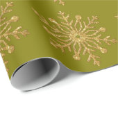 Gold-Schneeflocken-Olivgrüne Geschenkpapier (Rolleneckpunkt)