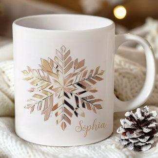 Gold-Schneeflocken-Weihnachtstasse | Benutzerdefin Kaffeetasse