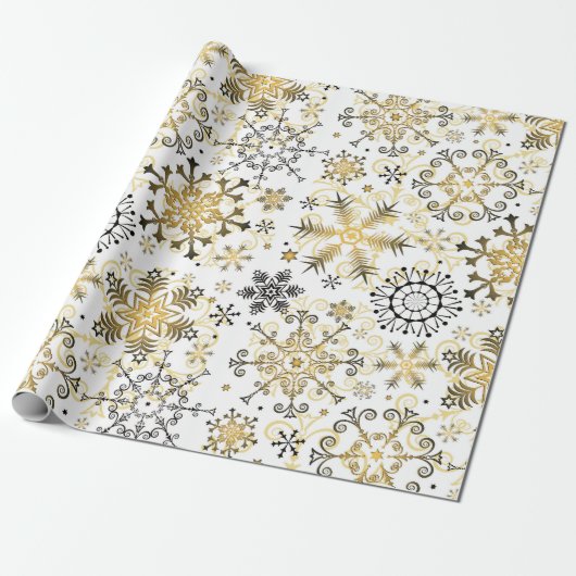 Gold-Schneeflockenpapier Geschenkpapier (Ungerollt)