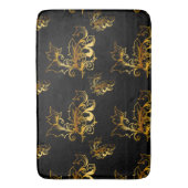 Gold-Schnörkel auf Schwarz Badematte (Vorderseite Vertikal)