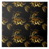 Gold-Schnörkel auf Schwarz Fliese (Vorderseite)