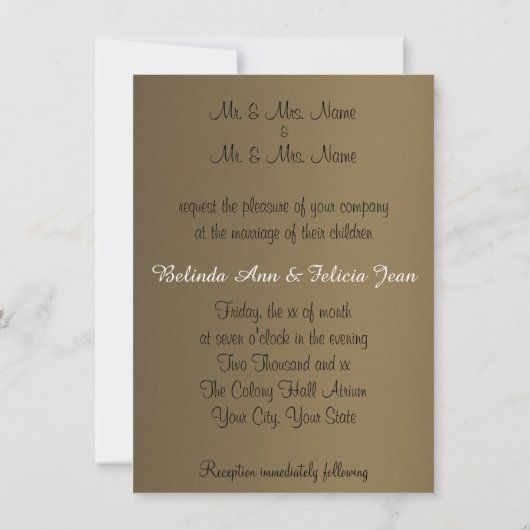 Gold & Schokolade Brauner Goldbug und Sparkle Einladung (Rückseite)