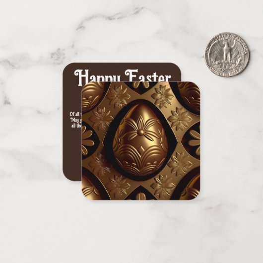 Gold Schokoladenei, Ostergrusskarte Mitteilungskarte (Vorderseite/Rückseite Beispiel)