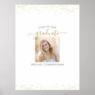 Gold Schrift Abschlussparty Foto Unterschriftenpar Poster