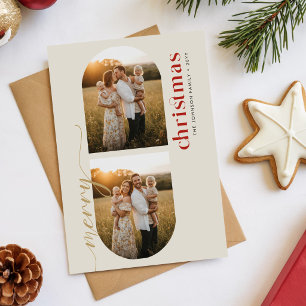 Gold Schrift Arch Familie Foto Frohe Weihnachten
