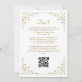 Gold Schrift Botanischer Rahmen QR Code Einladung (Rückseite)