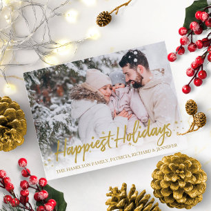 Gold Schrift Foto Fröhliche Weihnachten Postkarte