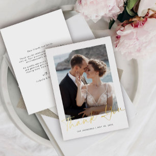 Gold Schrift Foto Hochzeit Danksagungskarte Folieneinladung
