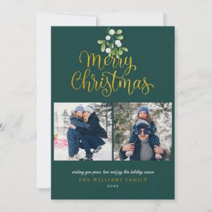 Gold Schrift Frohe Weihnachten Mistelzweig 3 Foto