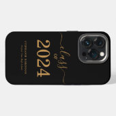 Gold Schrift Klasse 2024 Abschluss  iPhone Hülle (Rückseite (Horizontal))