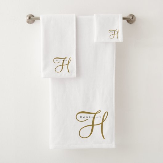 Gold Schrift Monogramm Handtuch Badhandtuch Set (Insitu)