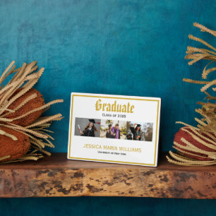 Gold Schrift Name Schule Foto Collage Abschluss  Fotoplatte