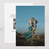 Gold Schrift Qr Code Foto Hochzeit Save The Date (Vorne/Hinten)