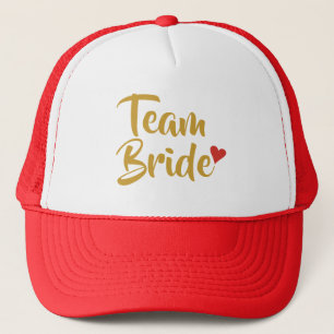 Gold Schrift Team Braut Cute Rotes Liebesherz Truckerkappe
