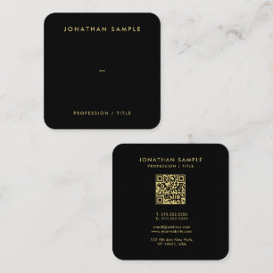 Gold Schriftart QR Code Elegant Black Luxe Premium Quadratische Visitenkarte