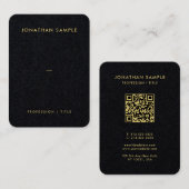 Gold Schriftart QR Code Premium Black Mighty Luxur Visitenkarte (Vorne/Hinten)