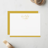Gold Schriftname mit Rahmen Design Mitteilungskarte (Vorderseite/Rückseite Beispiel)