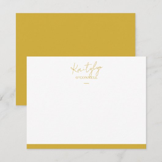 Gold Schriftname mit Rahmen Design Mitteilungskarte (Vorne/Hinten)