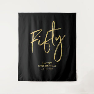 Gold & Schwarz 50. Geburtstagsfeier Hintergrund-Ta Wandteppich