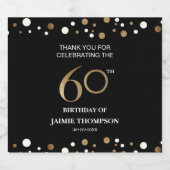 Gold schwarz 60. Geburtstag Thema confetti vielen Bierflaschenetikett (Einzelnes Label)