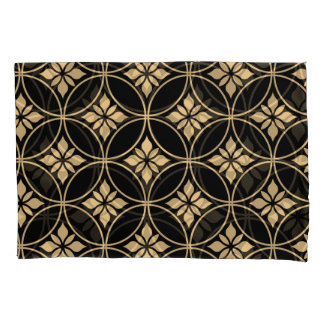 Gold & Schwarz: Abstrakte florale Vintage Kissenbezug