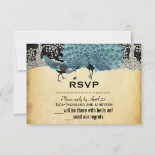 Gold Schwarz Aqua Vintage Pfau Wald