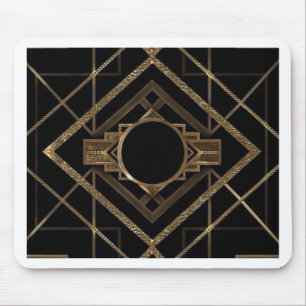 Gold, Schwarz, Art Deco, Nouveau, Vintage, elegant Mousepad