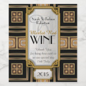 Gold+Schwarz Art Deco Vintage Weinflaschen Weinetikett (Einzelnes Label)