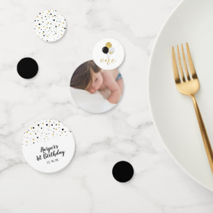 Gold & Schwarz   Ballons 1. Geburtstagsfeier Konfetti