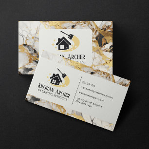 Gold Schwarz Beiger Marmor-Hausmädchen-Service-Hau Visitenkarte